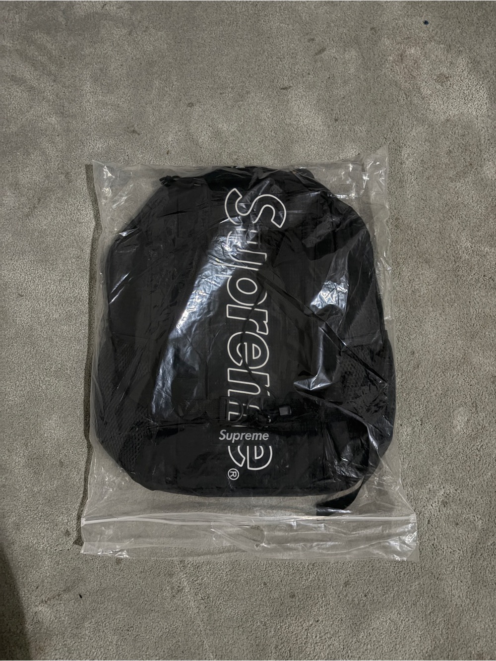 Supreme Black Backpack with White Vertical Logo - Men's Bag